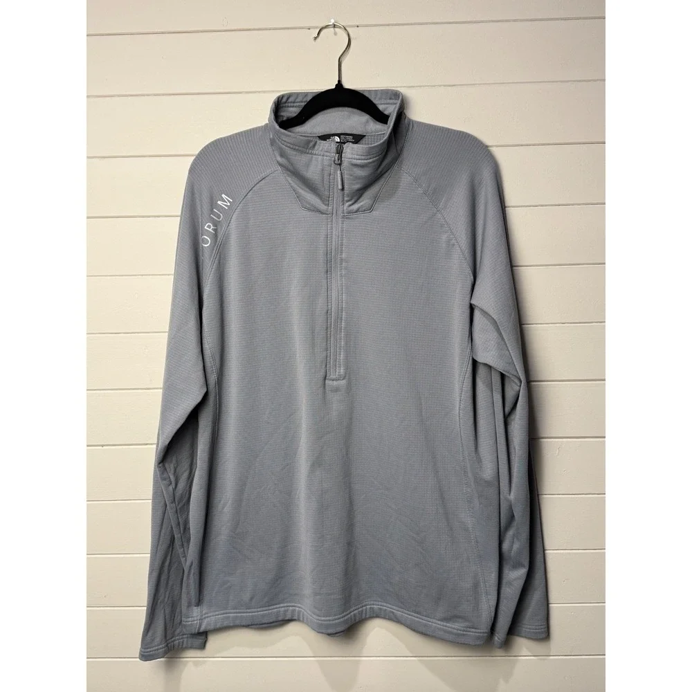 The North Face Mens Gray 1/4 Zip Long Sleeve Pullover XL